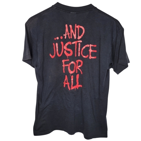 Vintage 80s Metallica And Justice For All Band Graphic T-Shirt Size Large - Picture 2 of 4